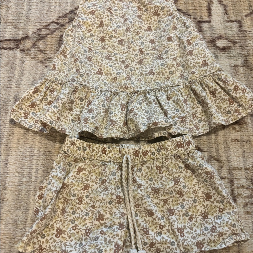 Floral Ruffle Skirt and Shorts Set
